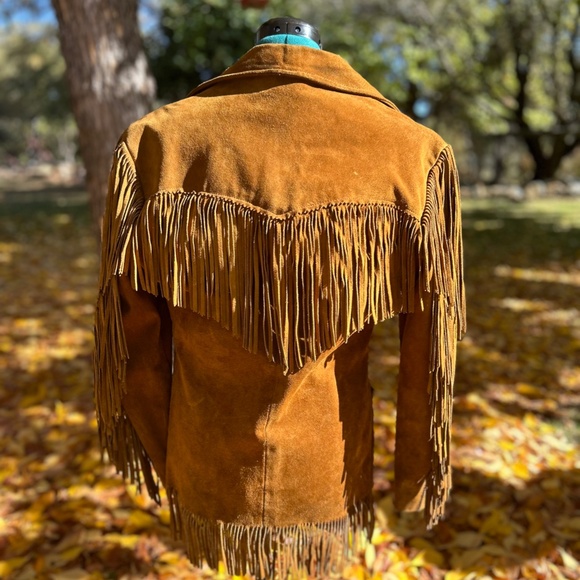 Vintage 1960's Western Workwear Suede Fringe Jacket - Picture 4 of 7